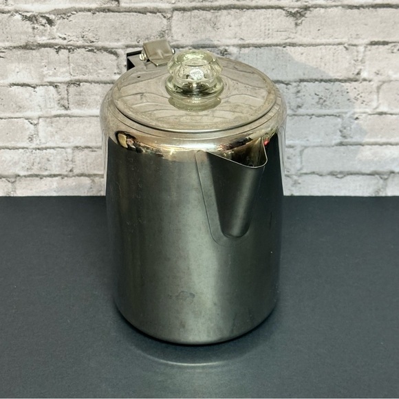 Vintage Metal Percolator Coffee Pot 9 Cup Nine Cups Glass Knob Lid - Picture 3 of 11